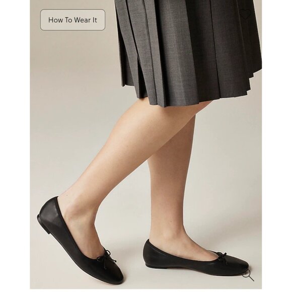 J Crew Ballet Flats Womens Size 10 Black Leather Preppy  Made In MOROCCO - Picture 1 of 11